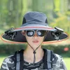 Berets Solar Fan Cap Hut Herrenfischer mit winddichtem Rand USB-Ladungs-Anti-IV-Schutz für das Fischen