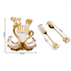 Ensembles de vaisselle en acier inoxydable Creative Table Set Fruit Fork Holder Swan Base Decoration For Coffee Dessert