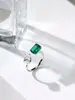 Nuevo 925 Sterling Silver Pear Cut Green Esmerald Cut Simulated Diamond Wedding Farty Vintage Gemstone Open Anillo abierto Joyas finas regalos de Navidad