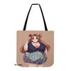 Storage Bags Sexy Fat Girl Art Shopper Shoulder Bag Cute Beautiful Girls Big Bellies Cartoon Style Linen Water Resistant Carry Tote