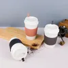 Tasses 500 ml tasse de café avec couvercles blé paille de voyage à eau tasse de boisson pour le camping extérieur randonnée pique-nique couple à thé portable tasse de thé
