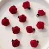 Accessoires de cheveux mignons en velours rouge clips épingles à cheveux de fleur pour femmes filles décoratives petites bridales broche florale H3K9