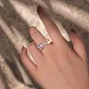 Heiße neue 925 Sterling Silber Birne Schnitt Emerald Cut Simulierte Diamanthochzeitsfeier Vintage Open Ring Feiner Schmuck Weihnachtsgeschenke Großhandel Großhandel