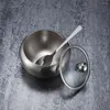 Bouteilles de rangement 1 Set Jar en acier inoxydable Pot assaisonnant du sel de sucre avec