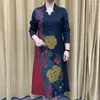 Casual Dresses Folk Floral Printed Vintage Women's Clothing Elegant V-Neck Button Spring Autumn Commute A-Line Waist Midi Dress