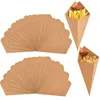 Wegwerpbekers rietjes 100 stks/lot kegel kraft papier friet frietbeker gebakken kippenvleugels popcorn dessert opbergdozen