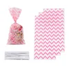 Geschenkverpackung 50pcs Beutel Draht Krawatten Plastische Geschenke Verpackungstaschen Blau und rosa Babyparty -Kekse Snack Keks Candy Popcorn Cellophan