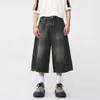 Koreańska moda letnie dżinsy retro dżinsy szerokie nogi szorty Flear Flare Flare Fit Dżinsy Mężczyzna 240507
