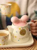 Ensembles de voiles de thé mignon en céramique tasse à café de café combinaison ménage créatif archet forme brassage de thé à la chaleur résistant à la chaleur cadeau de Noël