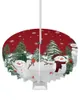 Table Cloth Christmas Snowman Snowflake Outdoor Tablecloth With Umbrella Hole Zippered Waterproof Picnic Patio Round Cover