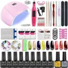 Kits de arte unhas de acrílico kit de unhas de unhas gel unhas com unhas de unhas extensão de unhas glitter glitter ed edifacs unha kit de manicure ferramentas de manicure t240510