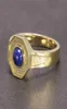 Handgefertigte Vintage -Mannringe mit natürlichen Lapis Lazuli Stone Hexagon Kupferringe für Männer reine Goldfarbe Retro einzigartiger Schmuck 210926993062