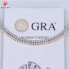 Redleaf Högkvalitativ 3mm 4mm D VVS1 Hip Hop Chain Sterling Sier Moissanite Tennis Necklace för bröllop