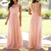 Casual Dresses Pulabo Vintage Lace Patchwork Long Dress S-5XL Wedding Bridesmaid Party Maxi Robe Femme Vestidos Pink Female