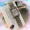 Prostokąta kształt kwarcowy zegarki damskie zegar ze stali nierdzewnej Zegar Pasek Małe dwa szpilki Metal metalowy nowoczesny design niebo gwiaździste diamenty Pierścień na rękę Montre de lukse prezenty