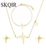 SKQIR Medical Heartbeat Jewelry Sets For Women Doctor Gift Gold Silver Stainless Steel Necklace Bracelet Earrings Jewelry Set157F2133472