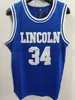 Koszulki do koszykówki NCAA Film Lincoln 34 Jesus Shuttlesworth Jersey College Vintage Jerseys All Szyghed Blue White