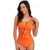 Racerna de trajes de baño femenino Ruched One Piece Women reunió sexy con cintura alta Monokini Wela Wear Wrapped Hollow Out Bathing Suits