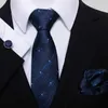Cravate de cou Ensemble 100% Tie en soie pour hommes 8 cm Brand Brand Birthday Gift Cawn Hanky Cufflink Set Necktie Plaid Accessoires de vêtements formels ajuster le lieu de travail