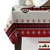 Tableau de table à carreaux rouges camion de neige du flocon de Noël