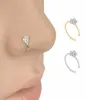 Petits 5 cristaux transparents clairs nez du nez du nez argenté du cerceau de goujon de bijoux de bijoux cne pour 7569448