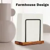 Hooks Living Room Dining Table Standing Matte Black Iron Napkin Holder Wooden Base Home Decor Restaurant Square Tissue Storage Rack