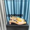 Chanells schoenkanaal Slingback Vintage Gold Cap Toe Slipper Paris Sandaal In elkaar grijpende C Two Tone D chunky Hoge Heels Suede Pumps Naakt beige 80 mm High Mid Low Wedge Heel