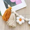 Figurines décoratines Perles en bois Boho Tassel Garland Daisy Birthday Party Banner For Farmhouse Wall Mantel High Chair Po Prop Prop Home Decor