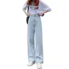 Jeans femminile coreano dritti di denim pantaloni ad alta vita 2024 pantaloni sciolti streetwear carine y2k gamba larga