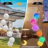 Estatuetas decorativas Rice LED Ball Solar Lamp Wind Wind Wind Chime Outdoor Impermeável Luz colorida de rolinhos pendurados para o jardim de casas