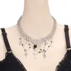 Ketten Multi -Layer -Ketten -Designs Choker Gothic Halskette Einstellbare Länge Quasten Anhänger Täglicher Verschleiß Großhandel
