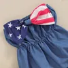 Ensembles de vêtements nés bébé fille 4 juillet tenue de l'épaule roberie arc américain drapeau bodys vêtements bande