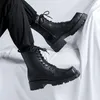 Stivali piattaforma per il tempo libero maschile scarpe vera in pelle genuina per feste per banchetti da cowboy boot caviglia primavera d'autunno corto botas hombre