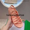 Bottegaas schoenen Designer Woman Lace-Up Flat Sandalen ZEEGRASS VLAMINGO Gras Rubber Sole Shoe Damesontwerpers Kleurrijke slippers Fashion Slides