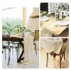 Table Cloth 6Pcs Gauze Cloths European Decorative Ruffled Runners For Wedding Party Decorations Durable (Creamy-White)