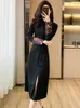 Robes décontractées 2024 Black Elegant Luxury Party Vestidos Automne Hiver Korean Vintage Hepburn Vêtements de bal Fomes Fashion Bodycon Robe Night