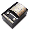 Seal Tie Set Hot Sale Роскошная день рождения подарка галстук хэнки карманные квадраты заполотки набор галстук Формальная одежда светло -голуба
