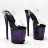 Sandales 20cm / 8 pouces Shiny Pvc Platte d'électroplate supérieure High Heel Sexy Model Chaussures Pole Dance 136