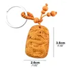 Dekorativa figurer Peach Wood Carving Chinese Dragon Lucky Staty Pendant Buckle Keychain Keyring Home Decoration Accessories