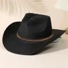 Bérets 1pc Hinestone décoratif boho cowgirl chapeau paille cowboy élégant largeur jazz largeur jazz pour femmes