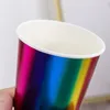 Tass jetables pailles 10pcs 250 ml noire en métal de couleur de couleur de couleur single décorations de fête d'anniversaire adultes