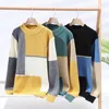 Мужские свитера с цветным вязаным свитером высокого качества толстовки с теплы