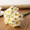 Flores decorativas Daffodil Artificial 16 polegadas Narcissus Spring Flower Fake Silk arranjo para decoração de casamento em casa