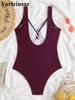 Frauen Badebekleidung S - XL Spleiß gedrucktem Hochbein ein Stück Badeanzug Frauen Monokini gepolsterte Badeanzug Badeanzug Schwimm V5354