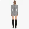 Werkjurken Blazer Jurk Vrouwen met lange mouwen Vintage pak jas Lady Plaid Houndstooth Slim bodycon sexy mini party vestidos de fiesta