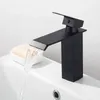 Bathroom Sink Faucets Water Mixer Tap Basin Faucet Single Hole Brass Black Waterfall Toilet Taps