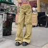 Calça feminina 2024 Cargo Mulher Roupas folgadas Cintura alta Zipper Slim Tawtring com bolsos Rajulgadores de pára -quedas harajuku streetwear