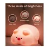 Lumières nocturnes Piggy Light Mignon Lampe 3 Niveau Dimmable Gel de silice pour la chambre