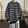 Men's Sweaters 2024 Autumn Winter Men Fashion Sweater Striped Loose Tops Male O Neck Knitted Pullovers Mens Casual Long Sleeve Jumpers I786