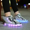 Dziecięce buty swobodne małe średniej wielkości dziecięce dzieci LED Ładowanie Luminous Buty dziecięce buty USB kolorowe lekkie buty 240510